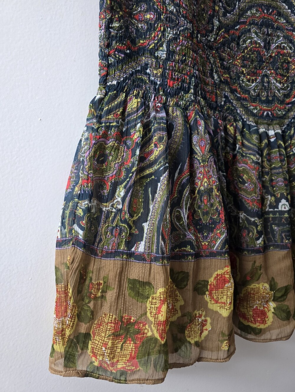 Free People Paisley Smocked Boho Floral Sleeveless Top Size S - Picture 6 of 6